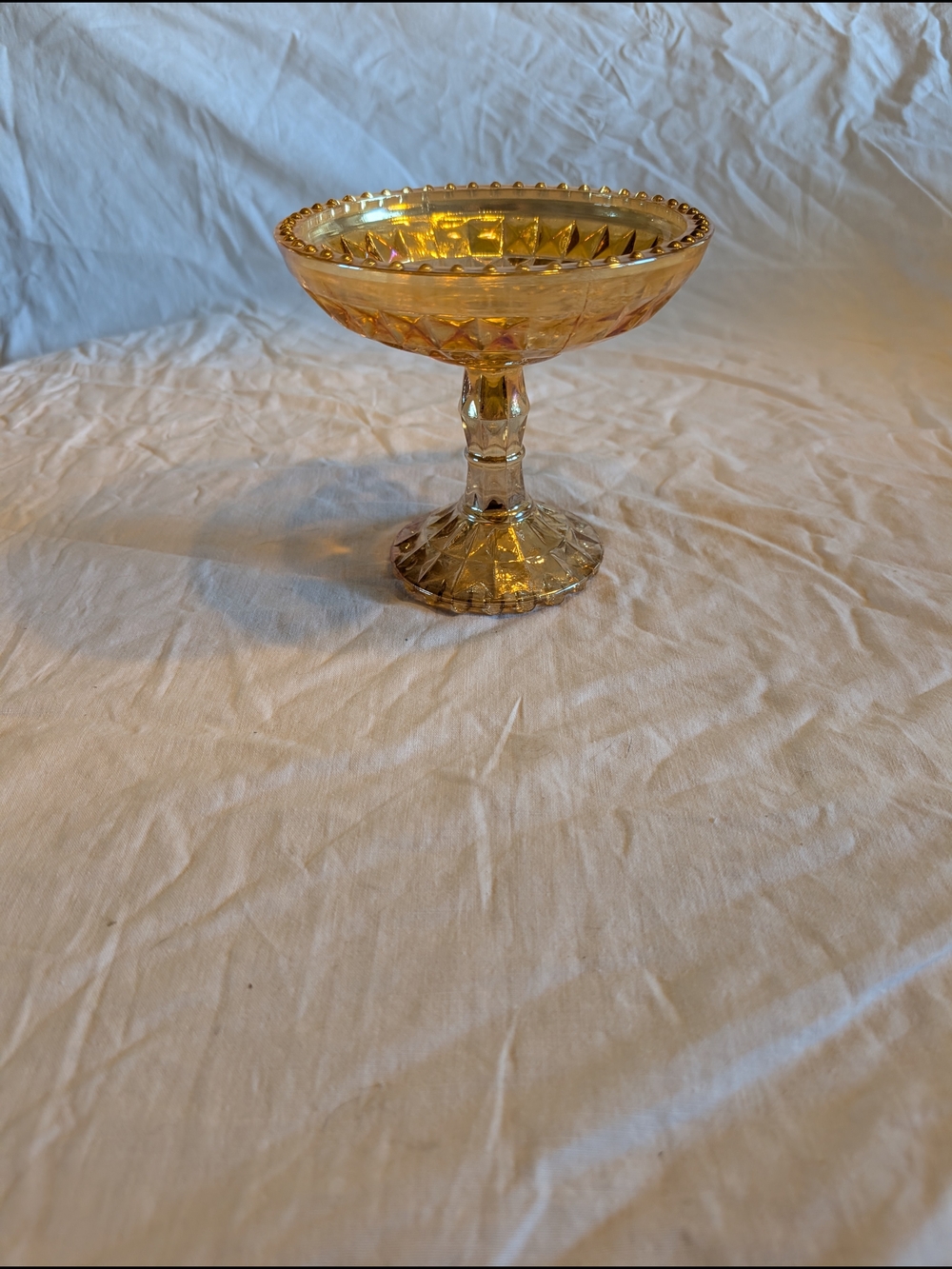 2/20$ Amber Glass Pedestal Compote - Home Accents Decor